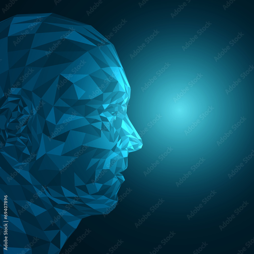 Aufkleber futuristic concept abstract 3d face by shapes | eps10 vector design