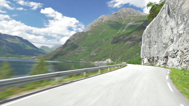Panoramic Drive along the Eikesdalsvatnet sea in Norway