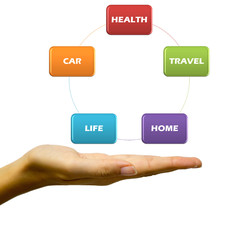 Insurance flow chart on the hand