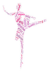 Words illustration of a ballet dancer in white background