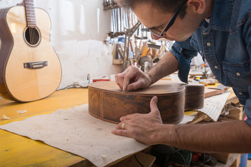 One luthier working on his next guitar