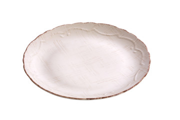 vintage ceramic dish on white background