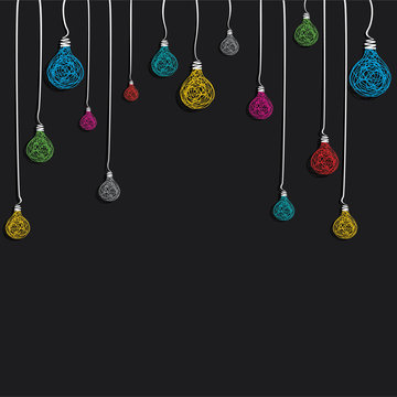 creative sketch colorful bulb background vector