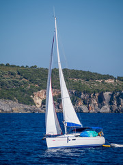 Fototapeta na wymiar Sailing yacht in Lefkada Greece