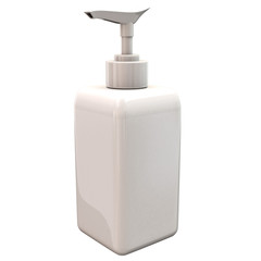 White blank plastic bottle with dispenser pump, 3d illustration