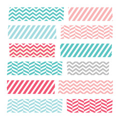 Set of colorful patterned washi tape stripes