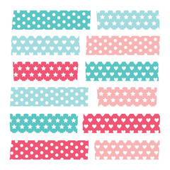 Set of colorful patterned washi tape stripes - 69411605