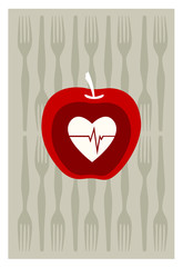 Vector of red apple on gray background