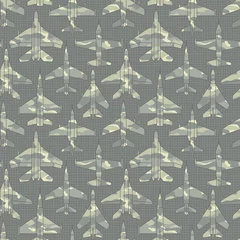 Keuken foto achterwand Militair patroon naadloos patroon met militaire vliegtuigen 02