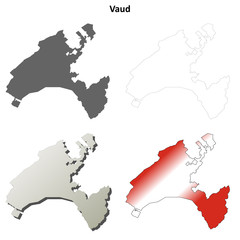 Vaud blank detailed outline map set - obrazy, fototapety, plakaty