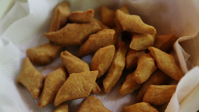 Closeup of bowl with Indian crackers