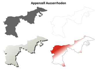 Appenzell Ausserrhoden blank detailed outline map set