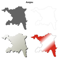 Aargau blank detailed outline map set