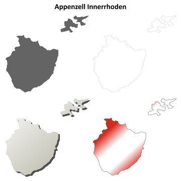 Appenzell Innerrhoden blank detailed outline map set
