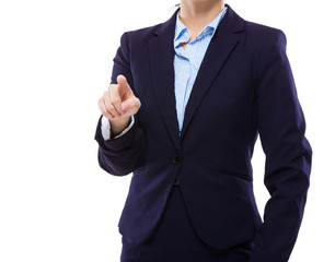 Businesswoman touch on imaginary panel