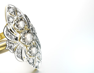 Engagement Ring with Diamond. Jewelry background