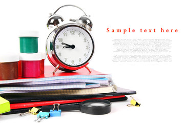 School tools on a white background.