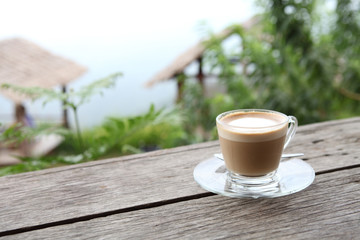 coffee on wood background