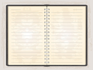 Blank note book open