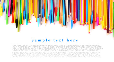 School tools and accessories on a white background.