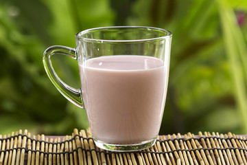 Glass of Strawberry flavor Milk
