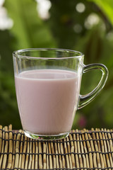 Glass of Strawberry flavor Milk