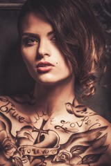 Beautiful woman with tattoos
