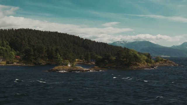Trip With Boat Along Coastline, Fjord, Norway