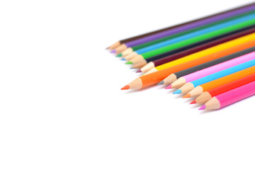 Fototapeta premium Colored pencils on white background