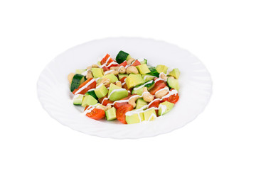 Fitness salad with avocado and tomatoes.