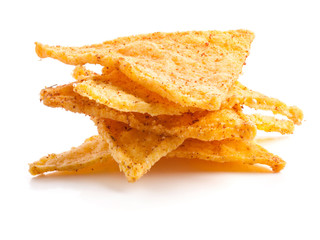 Salted corn chips with pepper isolated on white