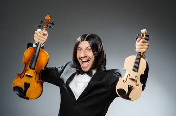 Man violin player in musican concept