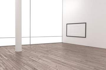Raum leer hell modern mit Bilderrahmen Holzboden