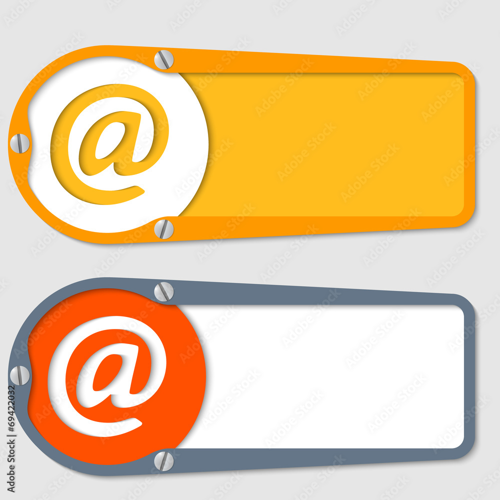 Poster set of two boxes for any text with email symbol