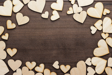 wooden heart shapes on the table