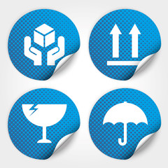 Blue Fragile Circle Stickers and Tags with Dot