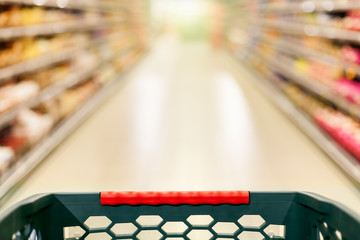 Shopping concept, supermarket in motion blur