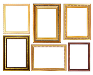 gold picture frame. Isolated on white background