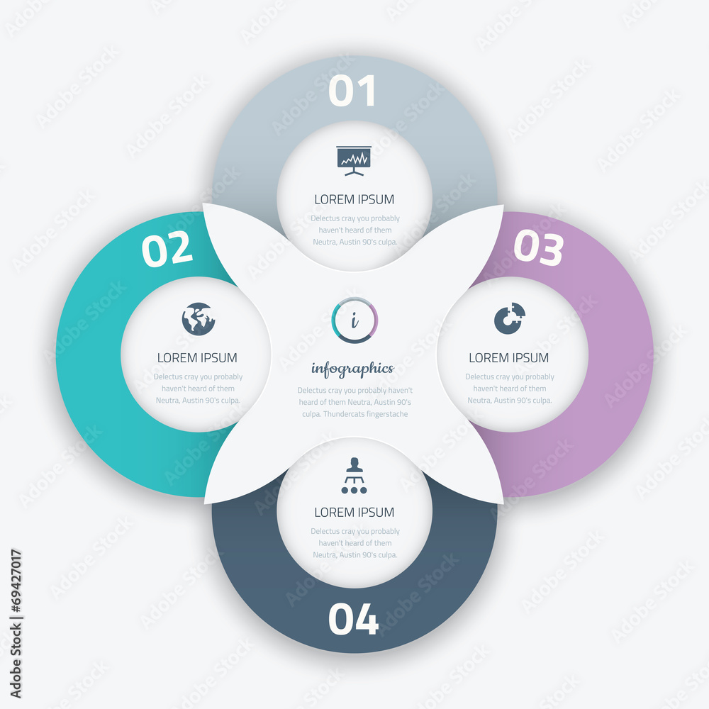 Poster beautiful four infographic vector circle business option element