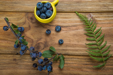 Blueberries on table