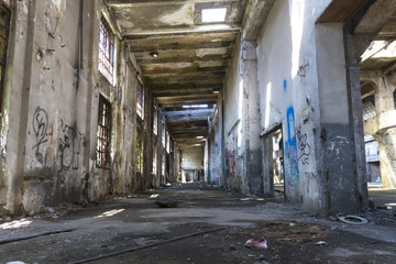 Fototapeta na wymiar Industrial interior of an old factory building