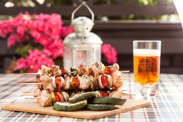 Grilling shashlik.