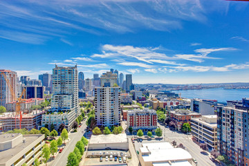 Panoramic view of downtown of Seattle during summer time, Washin - obrazy, fototapety, plakaty