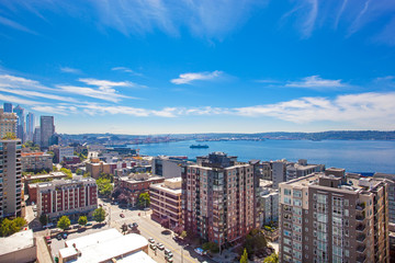 Fototapeta premium Panoramic view of downtown of Seattle during summer time, Washin