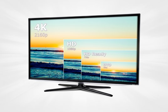 4K television display with comparison of resolutions.
