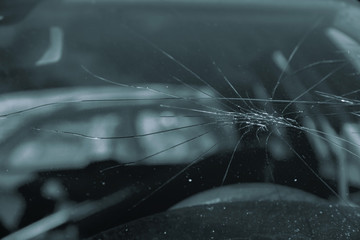 Broken glass on the car - obrazy, fototapety, plakaty
