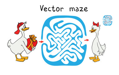 Vector Maze, Labyrinth with Ducks.