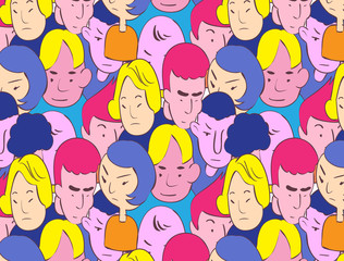 colorful handdrawn style of crowd vector illustration