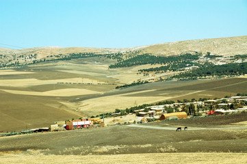 Hilly landscape in Morocco, the settlement