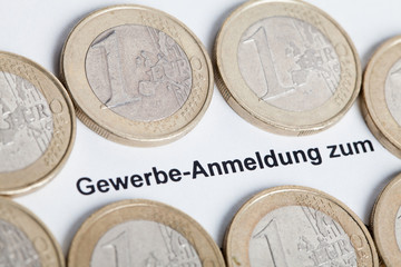 Sign commercial with euro coins.